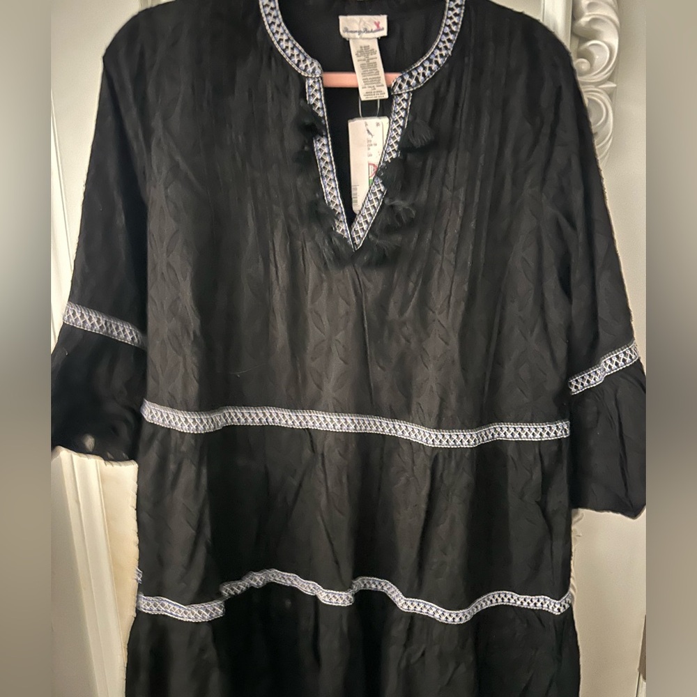 Tommy Bahama Black Midi Dress with White Accents